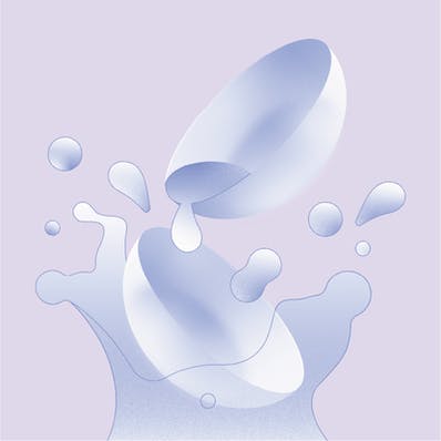 illustration of contact lens in liquid