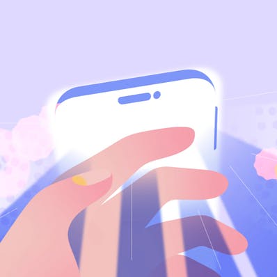 screen shining on hands